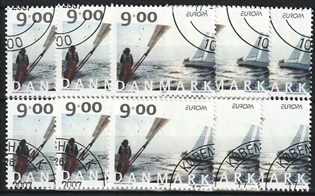 FRIMÆRKER DANMARK | 2004 - AFA 1397 - Cykel- og sejlerferie - 9,00 Kr. flerfarvet x 10 stk. - Pænt hjørnestemplet